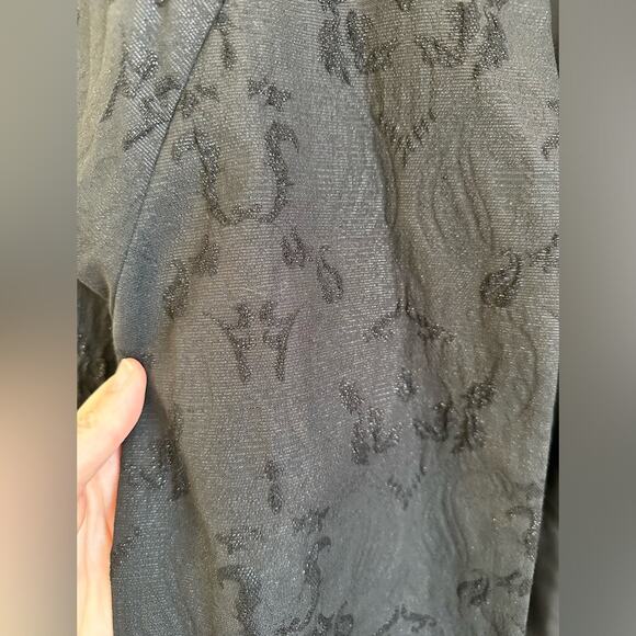 Eileen Fisher Shimmer Jacquard Long Open Front Jacket in Black Size M - Picture 9 of 13